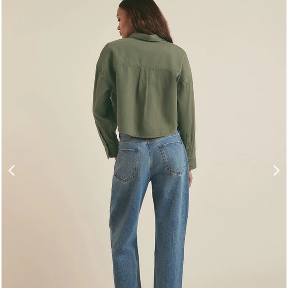 Jackson Rowe Cropped Boyfriend shirt - army green size small - Picture 3 of 6